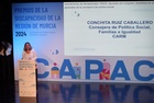 La consejera de Política Social, Familias e Igualdad, Conchita Ruiz, durante la Gala de entrega de los Premios de la Discapacidad 2024