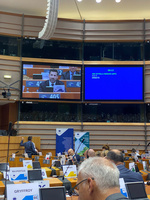 El director general de Unión Europea, Adrián Zittelli, durante su intervención en el pleno del Comité de las Regiones celebrado esta semana en Br...