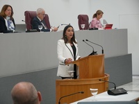 Imagen de la Consejera Sara Rubira durante su comparecencia en la Asamblea Regional