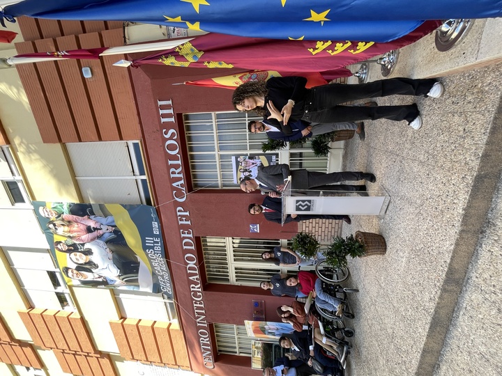 El consejero Víctor Marín durante la presentación de Jornada `Alumnado con discapacidad en la Formación Profesional' en el CIFP Carlos III.