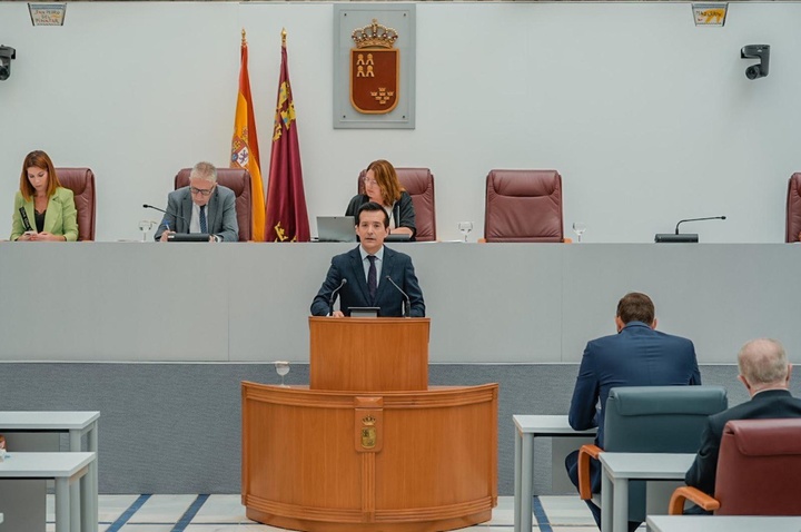 El consejero de Fomento e Infraestructuras, José Manuel Pancorbo, durante su comparecencia en la Asamblea regional con motivo del proyecto de El Gorguel