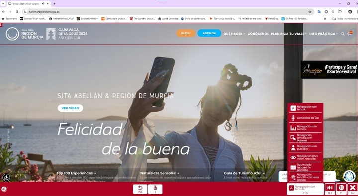 Imagen del portal web institucional de turismo de la Región de Murcia