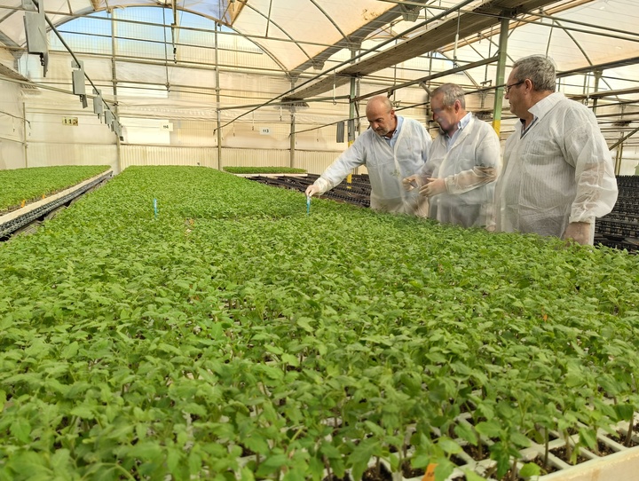 Imagen del secretario general de la Consejería de Agua, Agricultura, Ganadería y Pesca, Francisco González Zapater, en la visita a Viveros La Sala