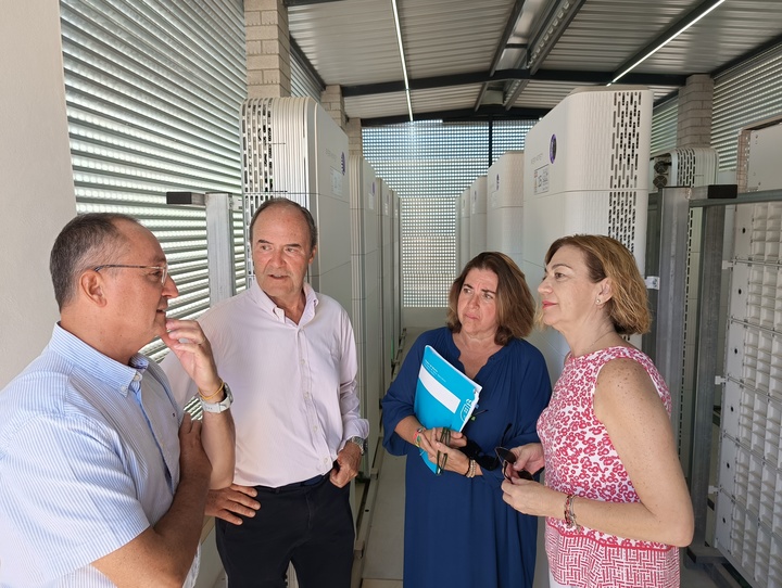 El director general de Industria Agroalimentaria, Fulgencio Pérez, en la instalación de baterías de la Bodega Hijos de Juan Gil