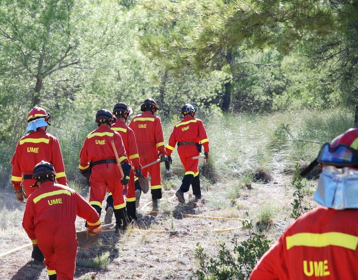 Maniobras de la Unidad Militar de Emergencias de Valencia (UME) el pasado mes de marzo en el Cañón de Almadenes de Calasparra.