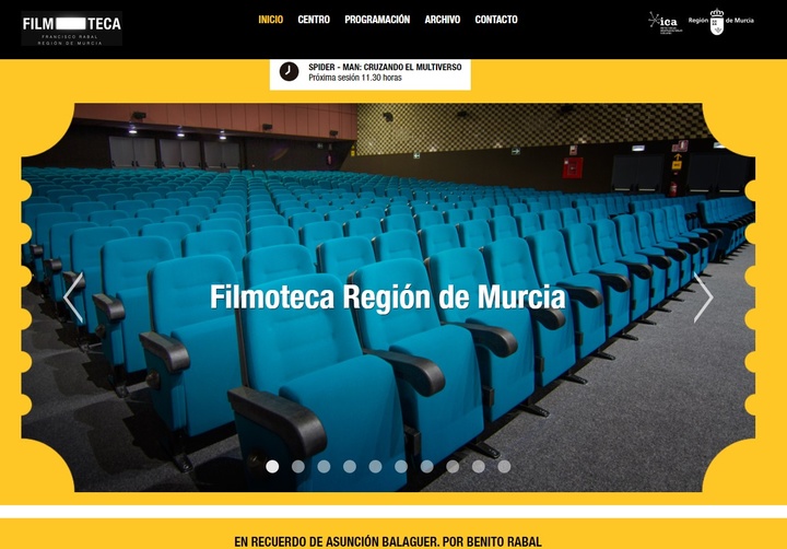 Portada de la página web de la Filmoteca de la Región de Murcia 'Francisco Rabal'