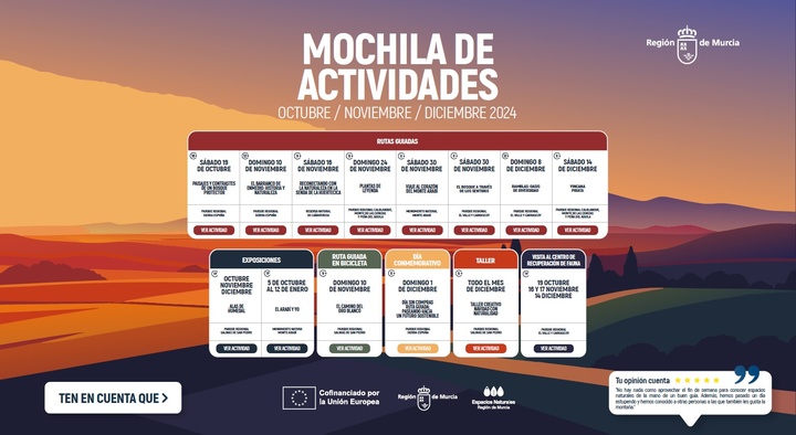 Cartel que anuncia las acciones de la 'Mochila de actividades' para el cuarto trimestre de 2024.