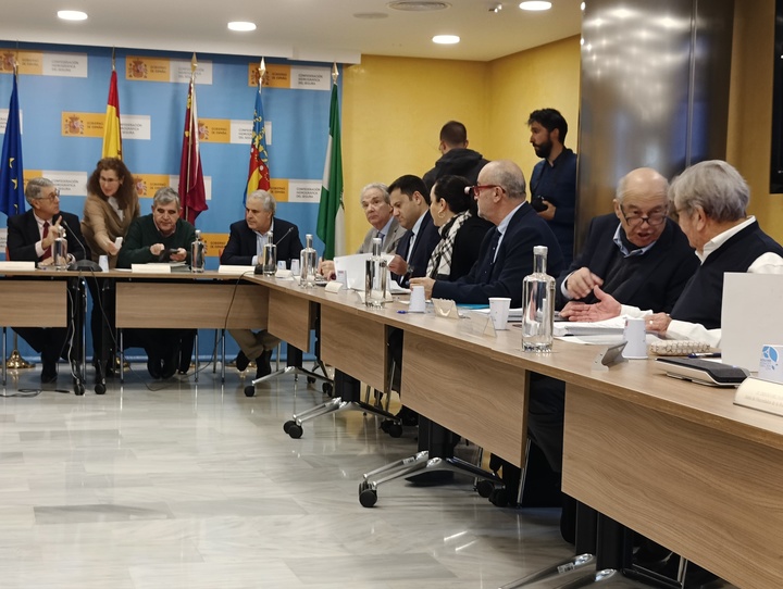 Imagen del secretario general de la Consejería de Agua, Agricultura, Ganadería y Pesca, Francisco González Zapater, en la reunión de la Junta de Gobierno de la CHS