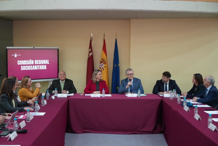 Reunión de la Comisión Sociosanitaria en la que se abordaron las líneas estratégicas del Plan Sociosanitario de la Región de Murcia 2025-2028