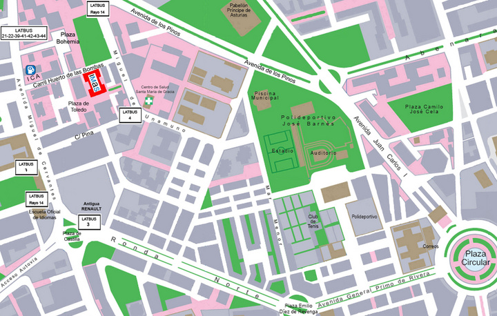 Mapa de la Unidad de Valoración y Diagnóstico de Murcia