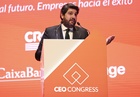 El jefe del Ejecutivo regional, Fernando López Miras, durante la inauguración del V Fórum sobre liderazgo empresarial y directivo 'CEO Congress' ...