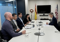 El consejero de Economía, Hacienda y Empresa, Luis Alberto Marín, durante la reunión en la embajada de EEUU en España.