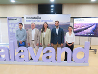 La consejera Carmen Conesa, el alcalde de Moratalla, Juan Soria, y participantes en la presentación de 'Lalavand'