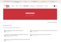 Imagen de la sección de 'Convocatorias' de la web del Instituto de las Industrias Culturales y las Artes.