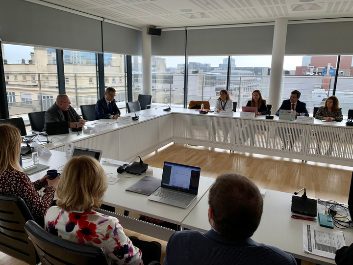 El consejero de Fomento e Infraestructuras, José Ramón Díez de Revenga, durante la reunión de la Asamblea General del Consejo de Regiones Aeroportuarias celebrada en Bruselas