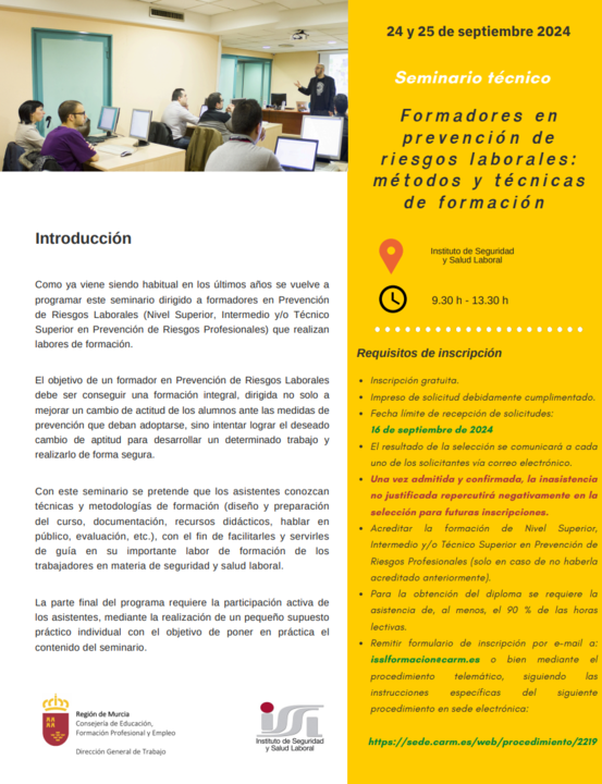 Seminario técnico "Formadores en prevención de riesgos laborales: métodos y técnicas de formación